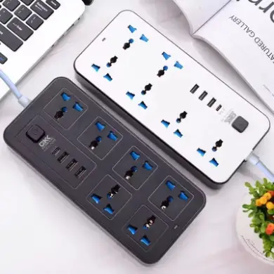 Multi-outlet extension socket board with USB and Type-C charging ports and individual switches